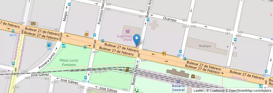 Mapa de ubicacion de El Charrua en Argentinië, Santa Fe, Departamento Rosario, Municipio De Rosario, Rosario.