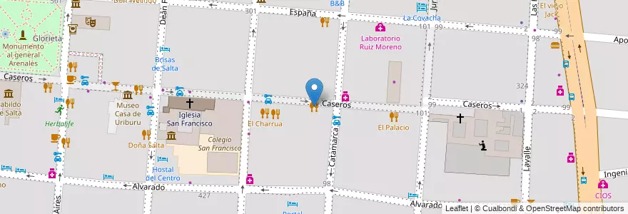 Mapa de ubicacion de El Charrua en Arjantin, Salta, Capital, Municipio De Salta, Salta.