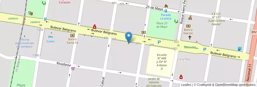 Mapa de ubicacion de El Cine en الأرجنتين, سانتا في, Departamento Vera, Municipio De Calchaquí.