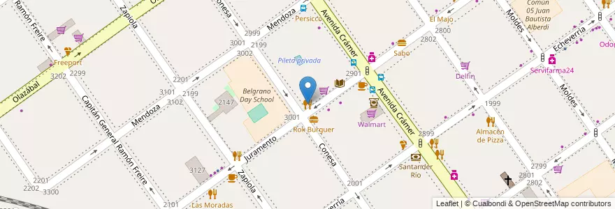 Mapa de ubicacion de El Club De La Milanesa, Belgrano en 아르헨티나, Ciudad Autónoma De Buenos Aires, 부에노스아이레스, Comuna 13.