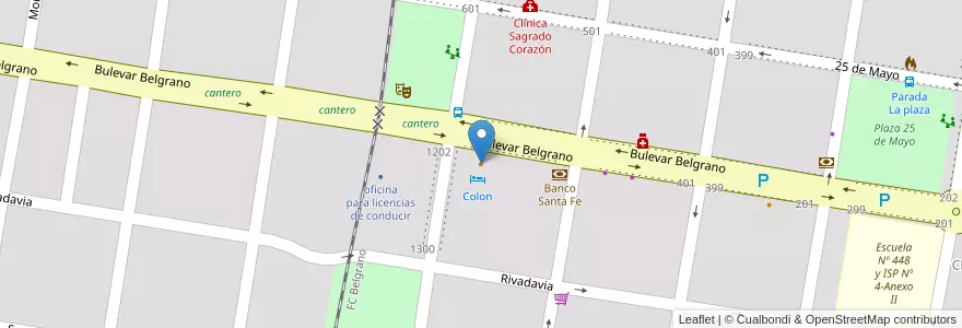 Mapa de ubicacion de El Colon en Arjantin, Santa Fe, Departamento Vera, Municipio De Calchaquí.