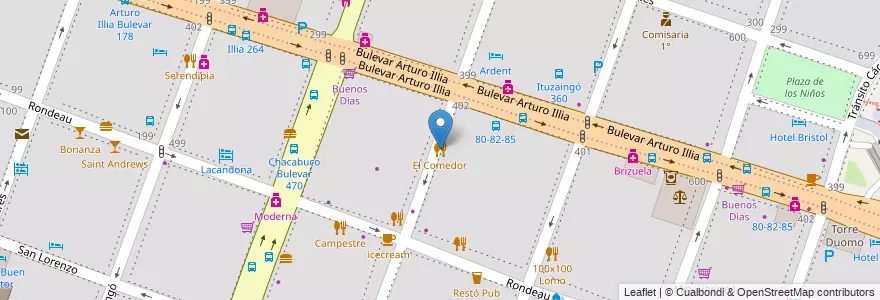 Mapa de ubicacion de El Comedor en Аргентина, Кордова, Departamento Capital, Pedanía Capital, Córdoba, Municipio De Córdoba.