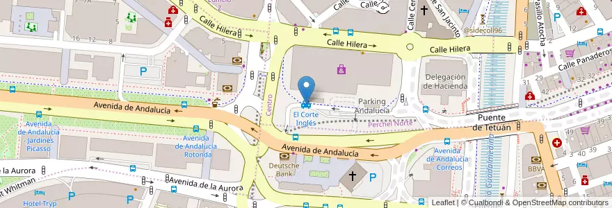 Mapa de ubicacion de El Corte Inglés en Espanha, Andaluzia, Málaga, Málaga-Costa Del Sol, Málaga.