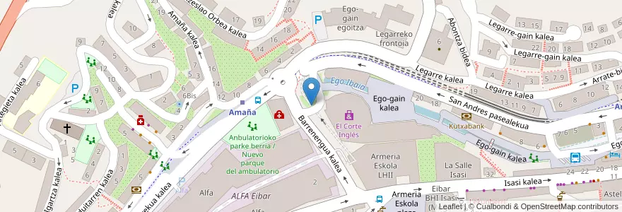 Mapa de ubicacion de El Corte Inglés en Испания, Страна Басков, Гипускоа, Debabarrena, Eibar.