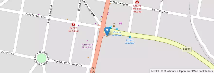 Mapa de ubicacion de El Cruce en Argentinië, Córdoba, Departamento Punilla, Pedanía Rosario, Municipio De Bialet Massé, Bialet Massé.