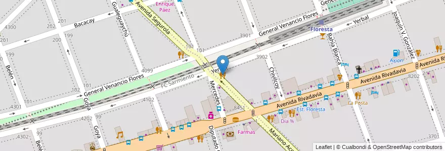 Mapa de ubicacion de El Cruce, Floresta en アルゼンチン, Ciudad Autónoma De Buenos Aires, ブエノスアイレス, Comuna 10.