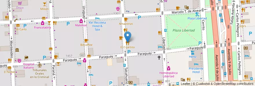 Mapa de ubicacion de El Cuartito, Retiro en Argentinien, Ciudad Autónoma De Buenos Aires, Comuna 1, Buenos Aires.