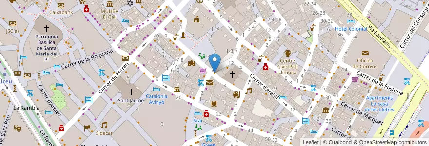 Mapa de ubicacion de El Cuiner de Damasc en Espanha, Catalunha, Barcelona, Barcelonès, Barcelona.