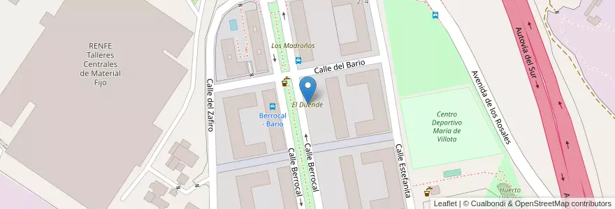 Mapa de ubicacion de El Duende en إسبانيا, منطقة مدريد, منطقة مدريد, Área Metropolitana De Madrid Y Corredor Del Henares, مدريد.