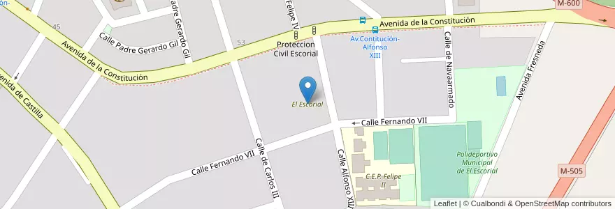 Mapa de ubicacion de El Escorial en Испания, Мадрид, Мадрид, Cuenca Del Guadarrama, El Escorial.