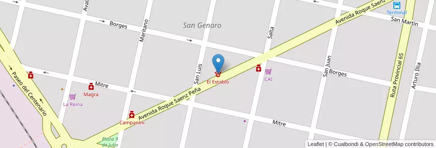Mapa de ubicacion de El Establo en アルゼンチン, サンタフェ州, Departamento San Jerónimo, Municipio De San Genaro, San Genaro.