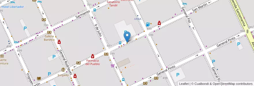 Mapa de ubicacion de El Estribo en Arjantin, Buenos Aires, Partido De Tandil, Tandil.