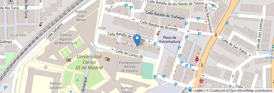Mapa de ubicacion de El Extremeño en Испания, Мадрид, Мадрид, Área Metropolitana De Madrid Y Corredor Del Henares, Leganés.