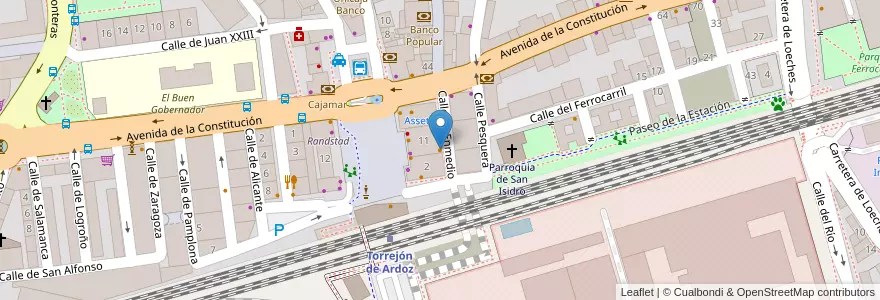 Mapa de ubicacion de El Extremeño en Spagna, Comunidad De Madrid, Comunidad De Madrid, Área Metropolitana De Madrid Y Corredor Del Henares, Torrejón De Ardoz.