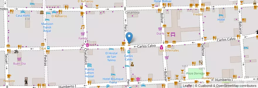 Mapa de ubicacion de El Federal, San Telmo en Arjantin, Ciudad Autónoma De Buenos Aires, Comuna 1, Buenos Aires.