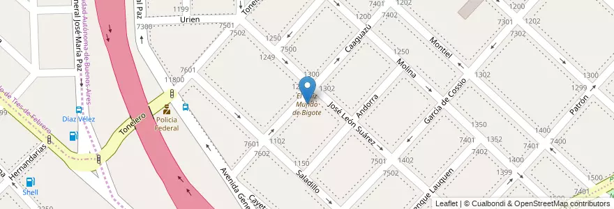 Mapa de ubicacion de El Feliz Mundo de Bigote, Liniers en Argentine, Ciudad Autónoma De Buenos Aires, Buenos Aires.