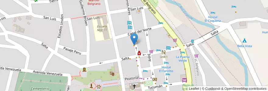 Mapa de ubicacion de El Fortin en アルゼンチン, フフイ州, Departamento Humahuaca, Municipio De Humahuaca, Humahuaca.