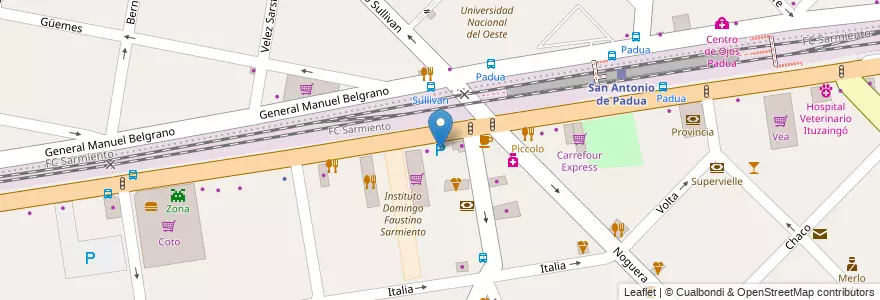 Mapa de ubicacion de El Fortín en Argentinië, Buenos Aires, Partido De Merlo, San Antonio De Padua.