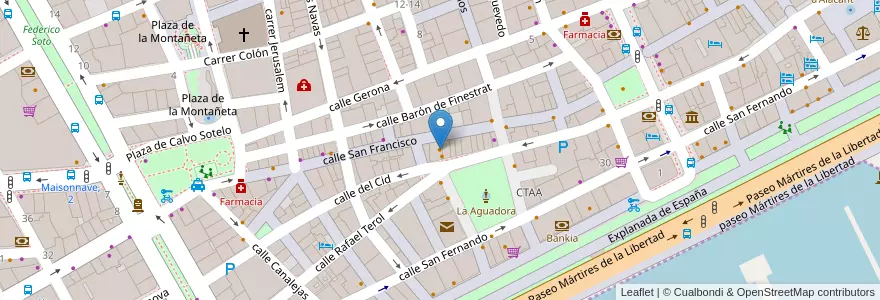 Mapa de ubicacion de el garaje bar en スペイン, バレンシア州, Alacant / Alicante, L'Alacantí, Alacant / Alicante.