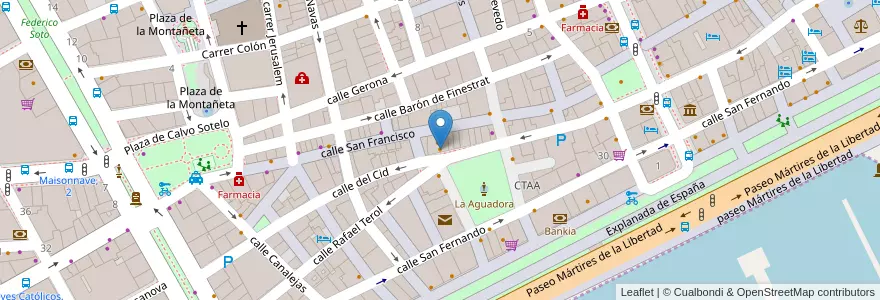 Mapa de ubicacion de El garaje bar en Spagna, Comunitat Valenciana, Alacant / Alicante, L'Alacantí, Alacant / Alicante.