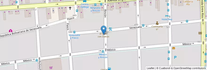 Mapa de ubicacion de El Gato con Zuecos, Balvanera en 阿根廷, Ciudad Autónoma De Buenos Aires, Comuna 3, 布宜诺斯艾利斯.