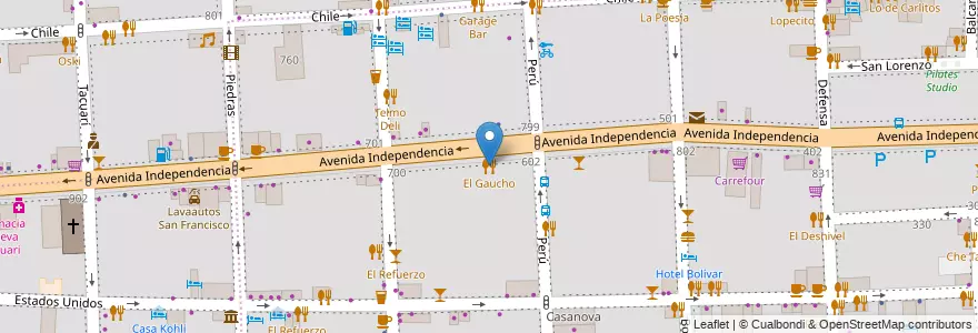 Mapa de ubicacion de El Gaucho, San Telmo en Аргентина, Буэнос-Айрес, Comuna 1, Буэнос-Айрес.