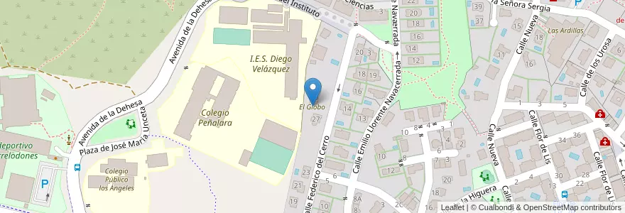 Mapa de ubicacion de El Globo en 西班牙, Comunidad De Madrid, Comunidad De Madrid, Cuenca Del Guadarrama, Torrelodones.