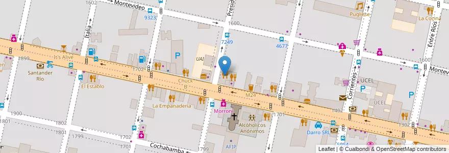 Mapa de ubicacion de El Gran Chopp en الأرجنتين, سانتا في, Departamento Rosario, Municipio De Rosario, روساريو.