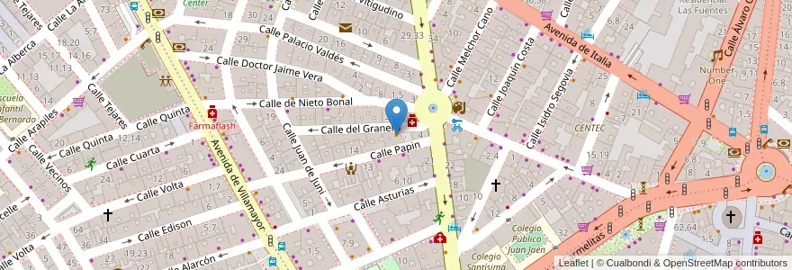 Mapa de ubicacion de El Granero en Испания, Кастилия И Леон, Саламанка, Campo De Salamanca, Саламанка.