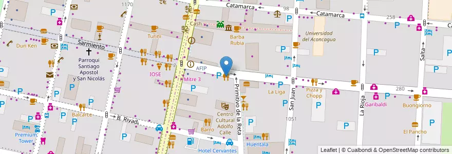 Mapa de ubicacion de El gusto es nuestro en الأرجنتين, تشيلي, Mendoza, Departamento Capital, Ciudad De Mendoza, Sección 3ª Parque O'Higgins.