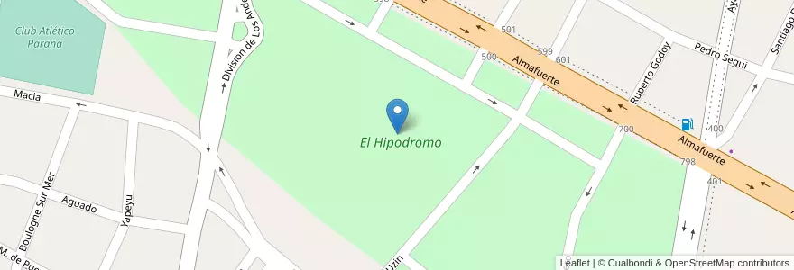 Mapa de ubicacion de El Hipodromo en アルゼンチン, エントレ・リオス州, Departamento Paraná, Distrito Sauce, Paraná, Paraná.