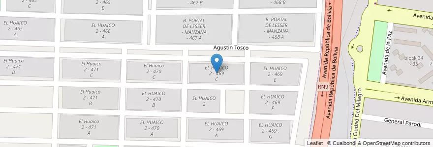 Mapa de ubicacion de EL HUAICO 2 - 469 C en آرژانتین, Salta, Capital, Municipio De Salta.
