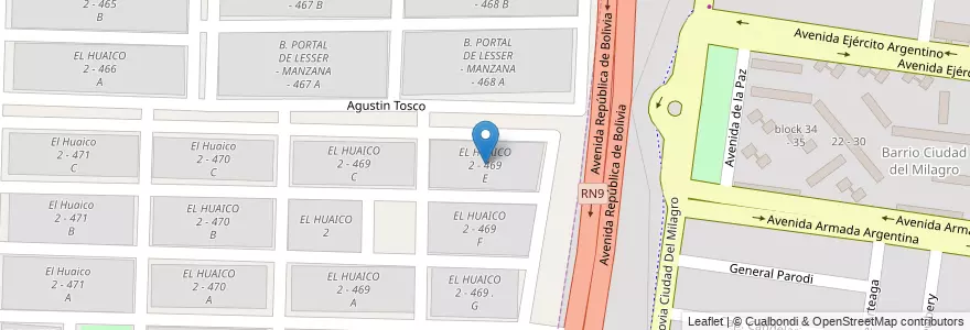 Mapa de ubicacion de EL HUAICO 2 - 469 E en Argentina, Salta, Capital, Municipio De Salta.