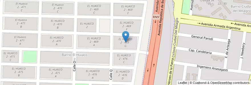 Mapa de ubicacion de EL HUAICO 2 - 469 . G en アルゼンチン, サルタ州, Capital, Municipio De Salta.