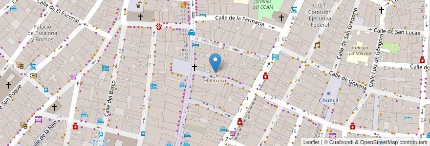 Mapa de ubicacion de El Intruso en Испания, Мадрид, Мадрид, Área Metropolitana De Madrid Y Corredor Del Henares, Мадрид.