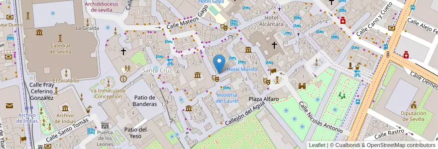 Mapa de ubicacion de El Jardin de la Tapas en İspanya, Andalucía, Sevilla, Sevilla.