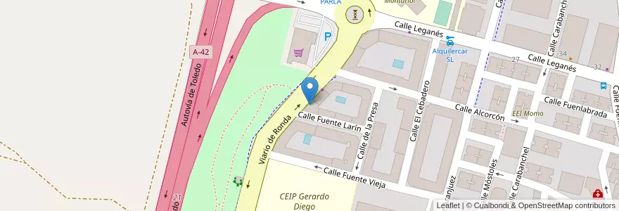Mapa de ubicacion de El Jardín de Larín en إسبانيا, منطقة مدريد, منطقة مدريد, Área Metropolitana De Madrid Y Corredor Del Henares, بارلا.