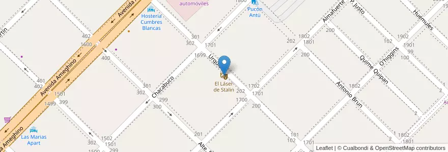 Mapa de ubicacion de El Láser de Stalin en アルゼンチン, チリ, チュブ州, Departamento Futaleufú, Esquel.