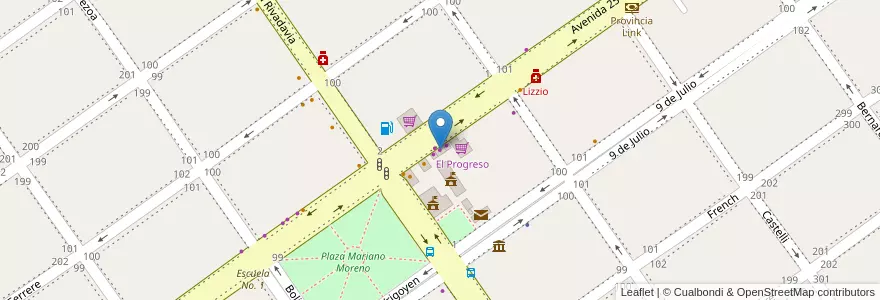 Mapa de ubicacion de El Léon en Arjantin, Buenos Aires, Partido De San Vicente.