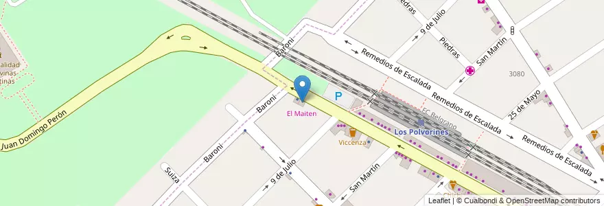 Mapa de ubicacion de El Maiten en Arjantin, Buenos Aires, Partido De Malvinas Argentinas, Los Polvorines.