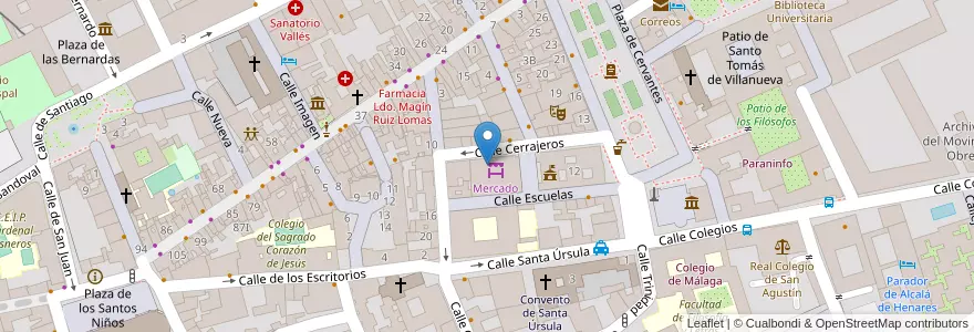 Mapa de ubicacion de El mercado en 西班牙, Comunidad De Madrid, Comunidad De Madrid, Área Metropolitana De Madrid Y Corredor Del Henares, Alcalá De Henares.