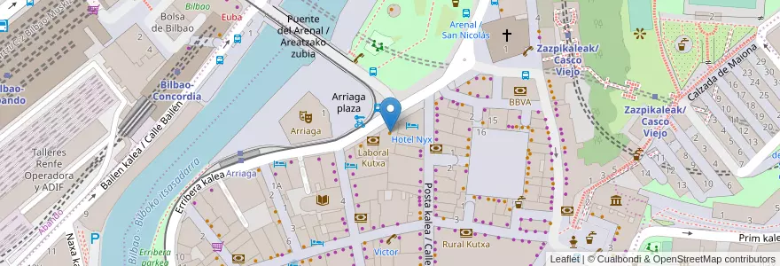 Mapa de ubicacion de El Mercante en Испания, Страна Басков, Bizkaia, Bilboaldea, Бильбао.