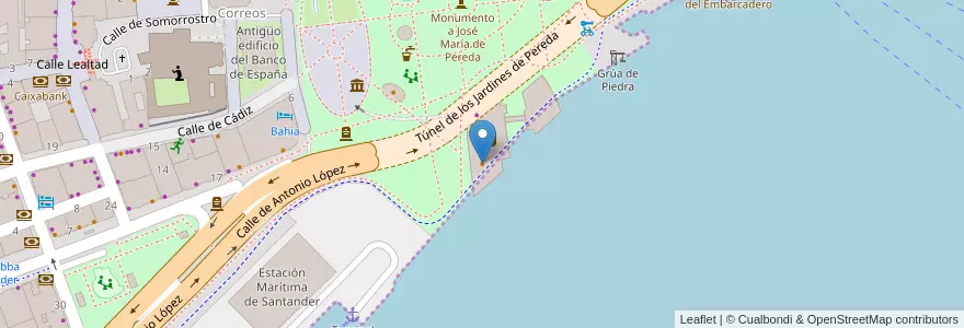 Mapa de ubicacion de El Muelle del Centro Botín en Испания, Кантабрия, Кантабрия, Santander, Santander.