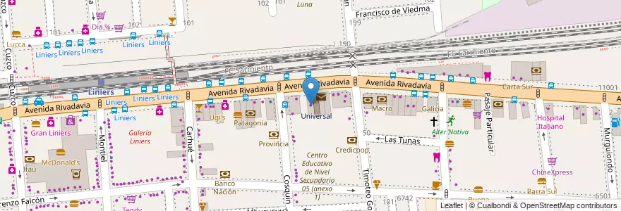 Mapa de ubicacion de El Mundo del Mueble, Liniers en Argentina, Ciudad Autónoma De Buenos Aires, Comuna 9, Buenos Aires.