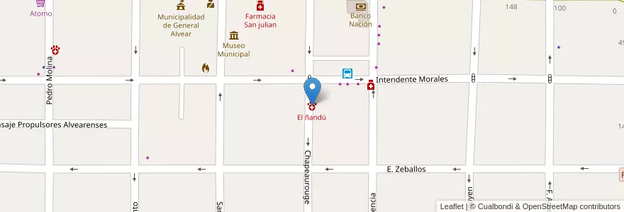 Mapa de ubicacion de The Rhea en Argentina, Mendoza, General Alvear, Distrito Ciudad De General Alvear.