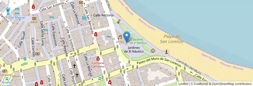 Mapa de ubicacion de El Náutico en Spanje, Asturië, Asturië, Gijón/Xixón.