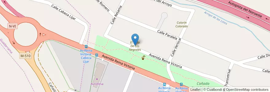 Mapa de ubicacion de El Nido De Los Negrales en 西班牙, Comunidad De Madrid, Comunidad De Madrid, Cuenca Del Guadarrama, Alpedrete.