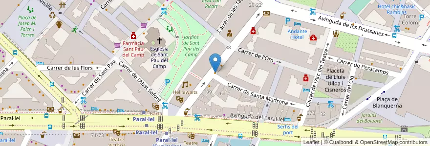 Mapa de ubicacion de El nou en 西班牙, Catalunya, Barcelona, Barcelonès, Barcelona.