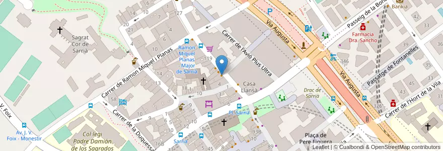 Mapa de ubicacion de El Nou de Sarrià en Испания, Каталония, Барселона, Барселонес, Барселона.