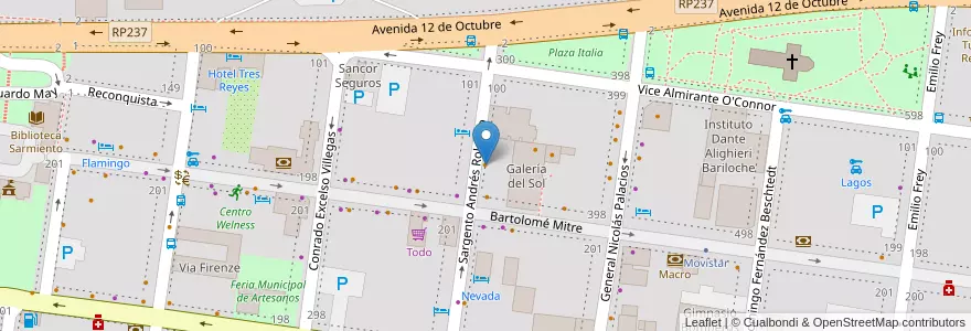 Mapa de ubicacion de El Nuevo Gaucho en Argentina, Cile, Provincia Di Río Negro, Departamento Bariloche, Municipio De San Carlos De Bariloche, San Carlos De Bariloche.